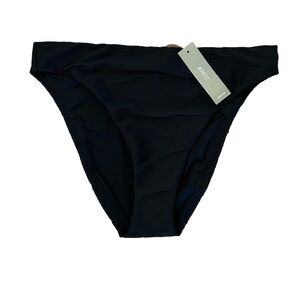 NWT J. Crew Ribbed High Rise Cheeky Bikini Bottom in Black